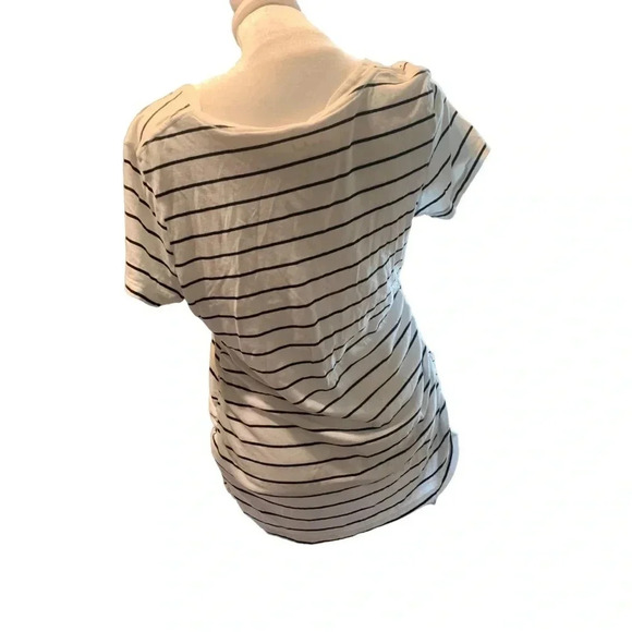 Isabel Maternity women's black and white striped shirt with senching - Picture 3 of 5